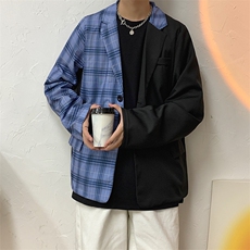 秋季新品街头拼接格纹撞色夹克男潮ins休闲痞帅外套潮W1417-P50，男装夹克，星座512-2