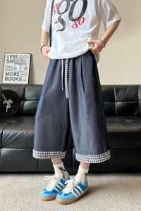 仿天丝牛仔高级感冰丝垂感休闲裤夏季新款潮牌七分裤男2559特P28图片
