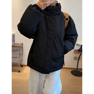 现货美式高街休闲夹克冬季立领纯色三防户外工装加厚棉服外套图片