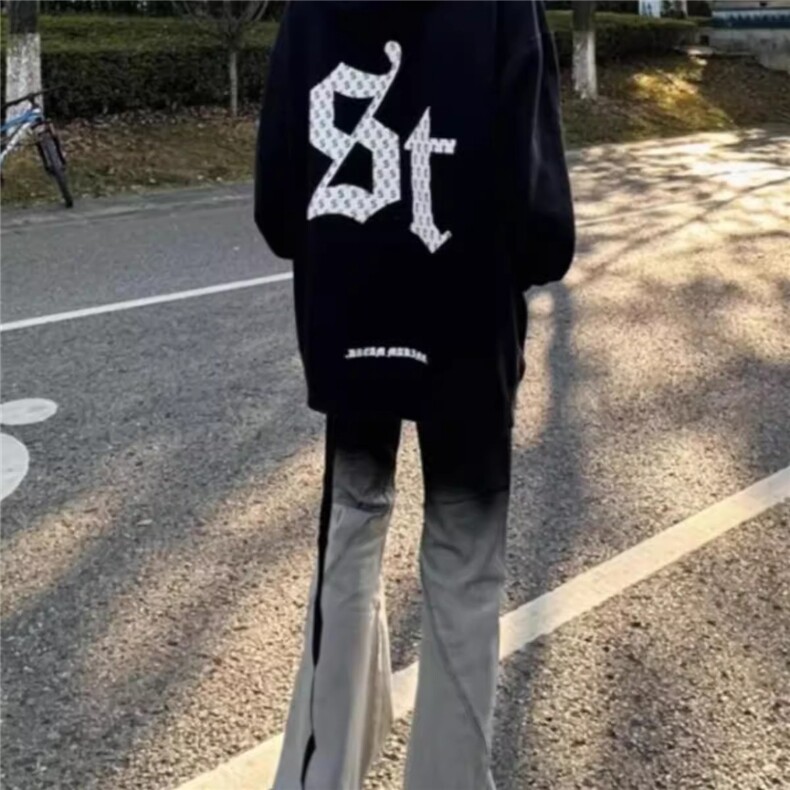 渐层色飘带微喇叭牛仔裤男百搭堆积显腿长修身直筒裤AM8038P45,男装牛仔裤,星座1013-5