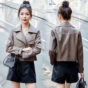 现货皮衣外套女2023年春季新款洋气减龄短款皮夹克潮图片
