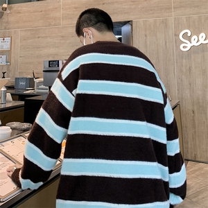 美式复古宽松百搭毛衣男秋季高街潮牌小众设计感打底衫图片