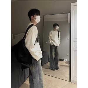 5011-P65 灰色破坏风毛衣男秋冬季潮牌痞帅慵懒cleanfit宽松图片