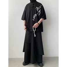 新中式衬衫男士短袖韩版潮流刺绣夏季2024新款ins外套CY738-P39，男装衬衫，星座412-2
