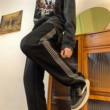 韩版宽松休闲裤直筒卫裤夏季高街ins运动裤拖地裤男K4136-P35，男装休闲裤，星座512-2