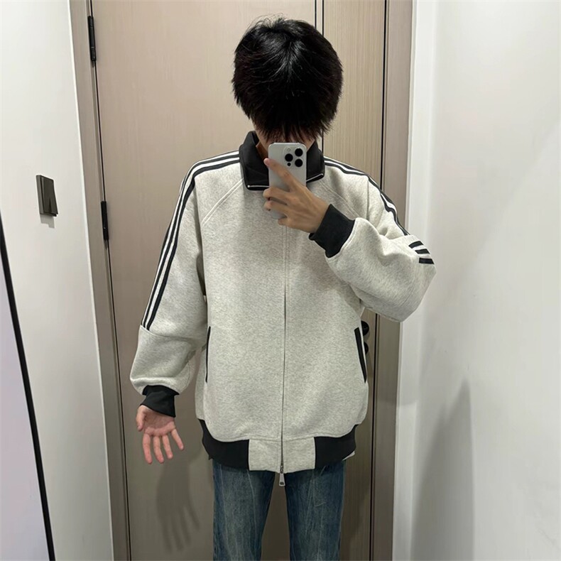 抖音得物高品质26春装美式高街重磅结构拼接织带立领卫衣外套CM42,女装短外套,电商A486-1