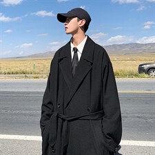 Q2094长款过膝呢子毛呢大衣男2024新款冬季韩范风衣外套P138，男装风衣，电商C306-1