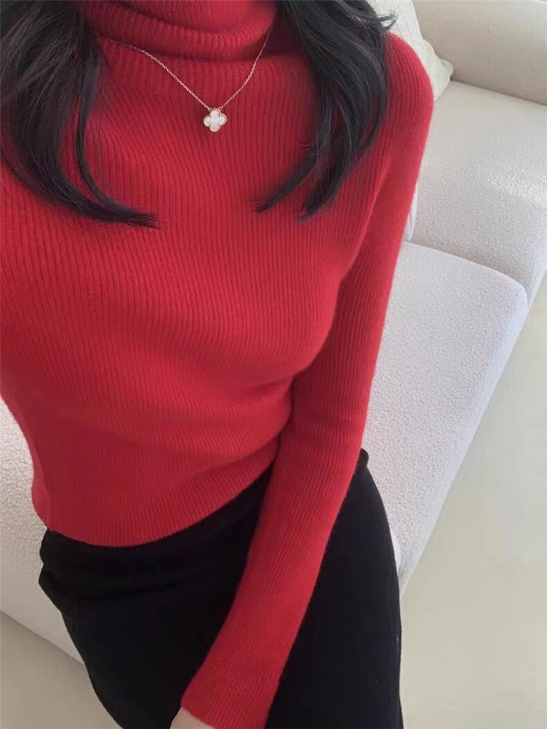秋季新款舒适显瘦时尚百搭元宝打底堆堆领打底衫,女装羊毛衫,恒恩羊绒