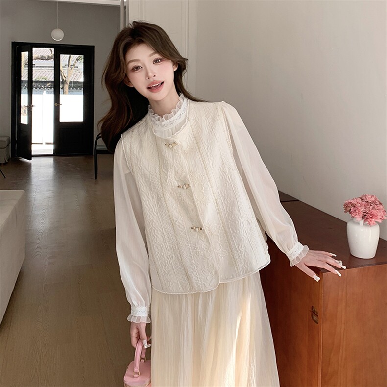 新款现货上新2025重工刺绣甜美百搭马甲女85021-208A-P120-K225,女装马甲,浙宝208A