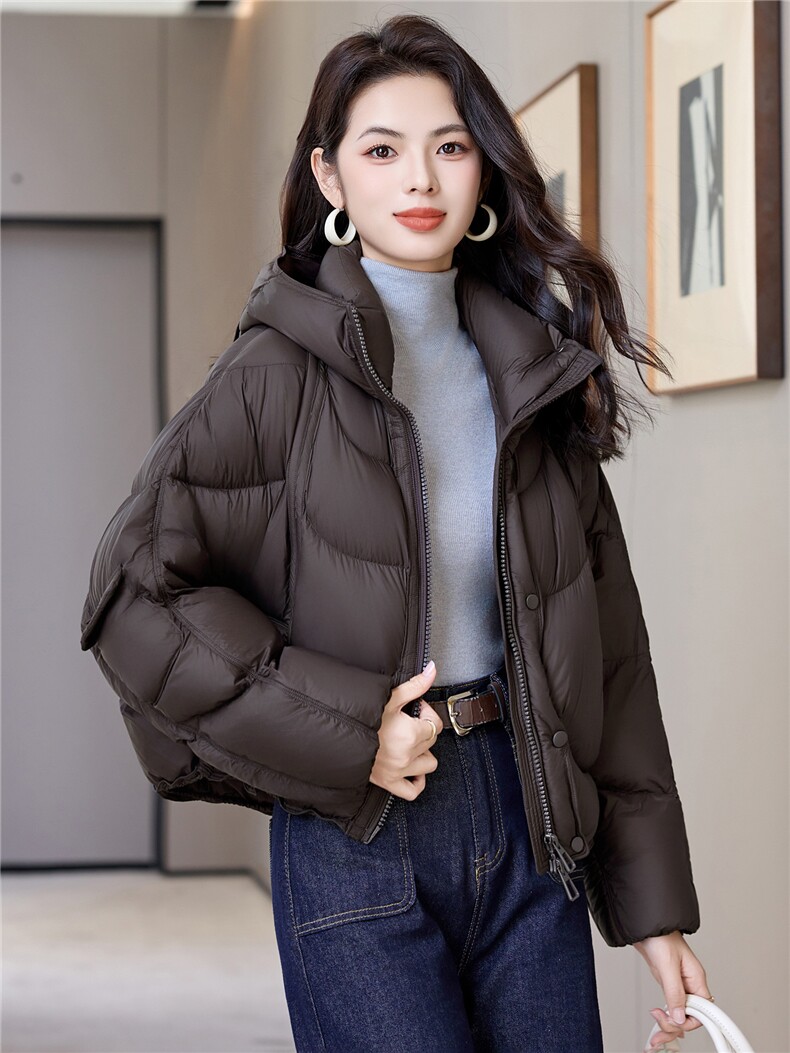 短款连帽羽绒服女2025年冬季新款小个子百搭面包服白鸭绒外套,女装羽绒服,阿舍尔精品