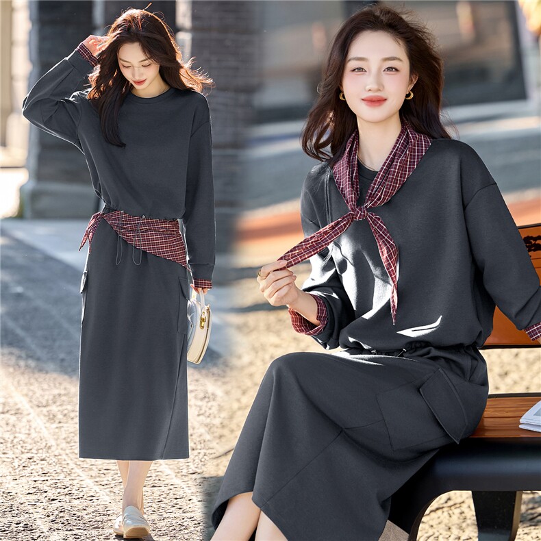 2025秋装新品简约时髦休闲两件套套裙，女装套装/套裙，罗腾