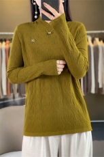 时尚女装高领针织衫修身显瘦仿羊毛毛衣优雅气质长袖上衣，女装针织衫/毛衣，暖姿羊绒
