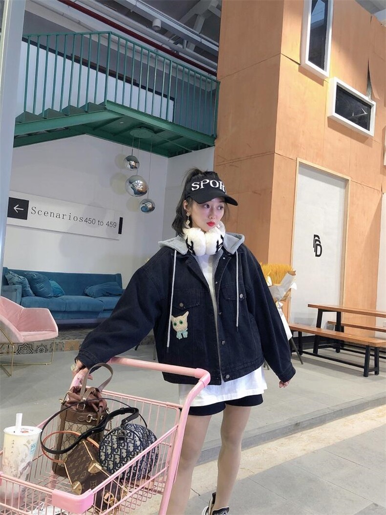 爆版加厚款牛仔外套帽子可拆卸，其它，金地雪