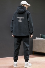 潮牌休闲运动套装男加绒运动服两件套宽松DS596T，男装卫衣，电商A102