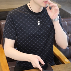 夏季冰丝短袖圆领时尚凉感休闲青年修身短袖T恤上衣XD3762-P30，男装T恤，星座310B-3