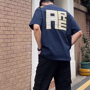 万针全刺绣工艺抖音得物高品质260克重磅纯棉双纱美式高街短袖T恤