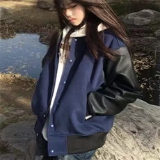 潮流春秋美式复古街头休闲高街短款拼接棒球服夹克外套男女，男装夹克，星座1210-1