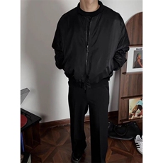 W8321-P78网络图秋冬廓形短宽复古飞行夹克棒球领宽松棉服外套，男装棉衣，星座1608-2