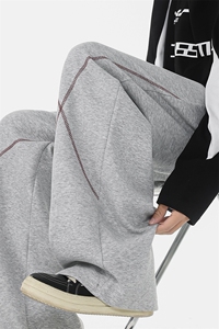 8XL-M 直筒卫裤男宽松撞色哈苏线休闲运动裤设计感长裤子K9175P48图片