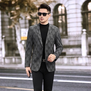 新款潮流时尚男士新款西装印花休闲商务西服男761P165图片