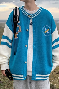 ！2023秋冬新款男士棒球服毛衣潮流开衫针织衫外套M326P78图片