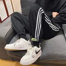 运动裤男宽松帅气百搭休闲裤港风ins条纹加绒束脚卫裤潮K533-p35,男装休闲裤,星座1008-1