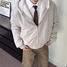 青鸟CYB“一件过冬”1500g仿兔毛重磅座山雕连帽夹克简约棉服外套，男装夹克，星座506A