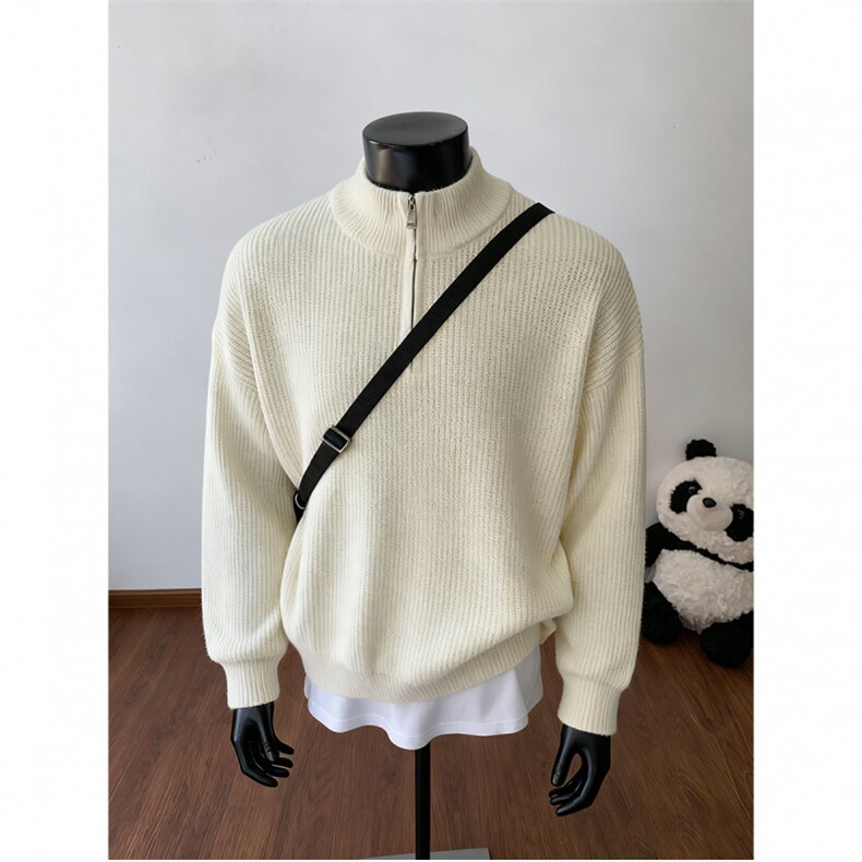 人台立体老钱风冬季半开衫套头毛衣宽松加厚针织衫M719特批P45，男装针织衫/毛衣，电商A247