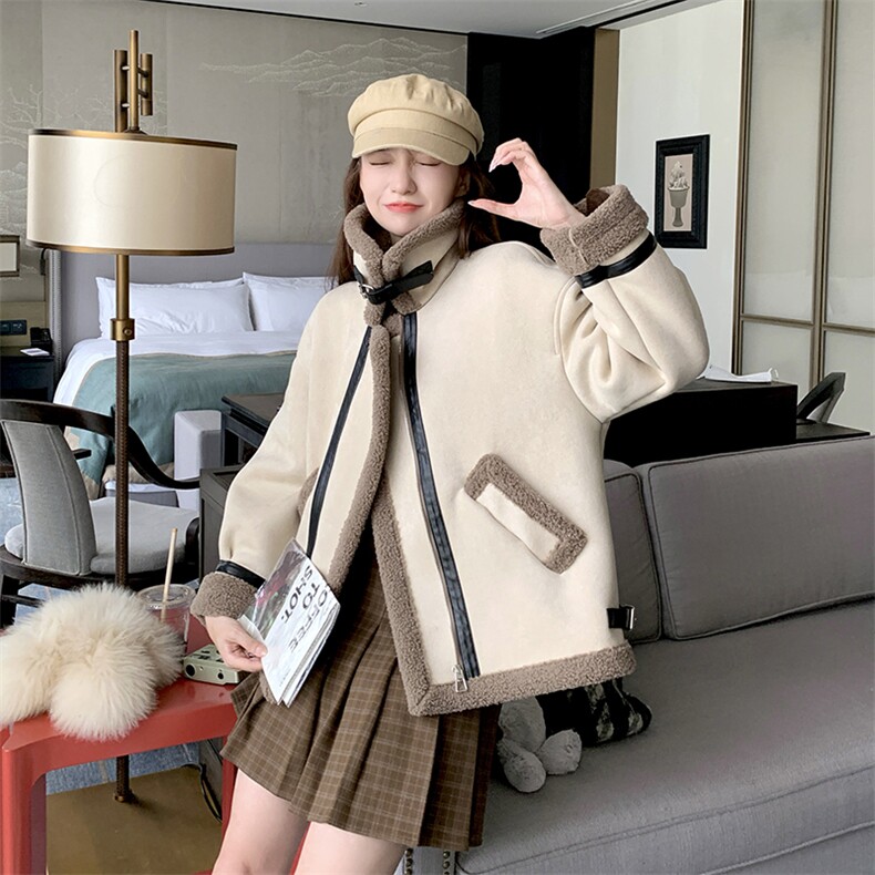 2023年冬季新款羊羔毛短外套B190-82518-P195-K296,女装羊羔毛/颗粒绒,一九零