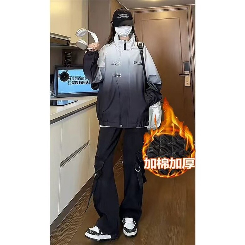 新中式短款棉服男女冬季飞机扣设计立领工装棉衣情侣装外套,男装棉衣,四季星座505