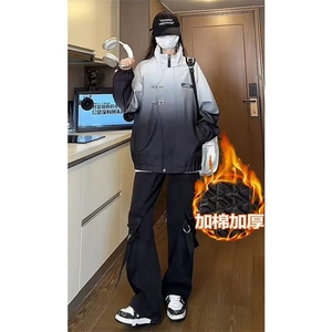 新中式短款棉服男女冬季飞机扣设计立领工装棉衣情侣装外套图片
