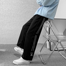 侧边抽绳运动卫裤男夏季潮牌潮流宽松bf直筒阔腿休闲裤K1224-P30，男装休闲裤，星座512-2