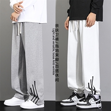 美式潮牌休闲秋季2024新款宽松直筒阔腿百搭运动卫裤WK90-特批-30，男装休闲裤，星座718-1
