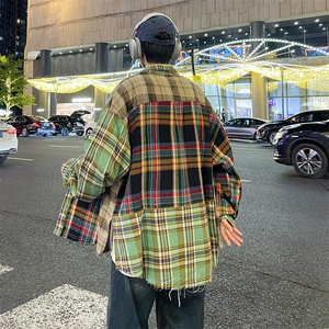 S120-P45日系复古拼色宽松型衬衫图片