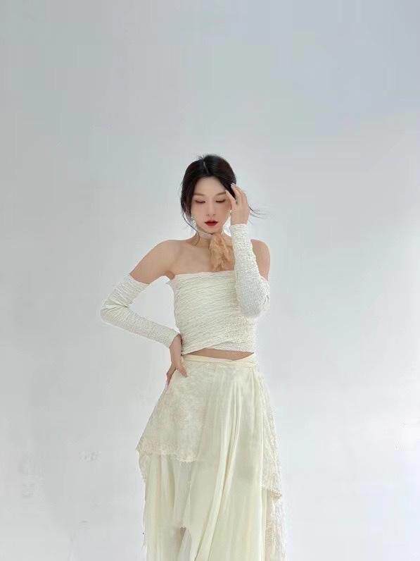 不规则针织抹胸上衣，抹胸，HE