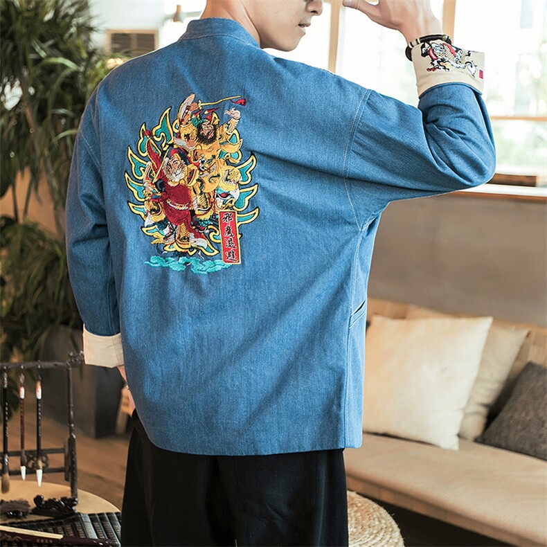 秋装风重工刺绣大码休闲牛仔夹克情侣复古外套潮JK17/P155,男装夹克,钱塘713