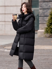 保暖长款连帽羽绒服女装2025新款冬季气质高级感加厚白鸭绒外套，女装羽绒服，流量+
