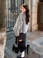 现货2026早春主推款小香风蕾丝蝴蝶结圆领双面双色羊毛短款外套，女装毛呢外套，丝露怡语