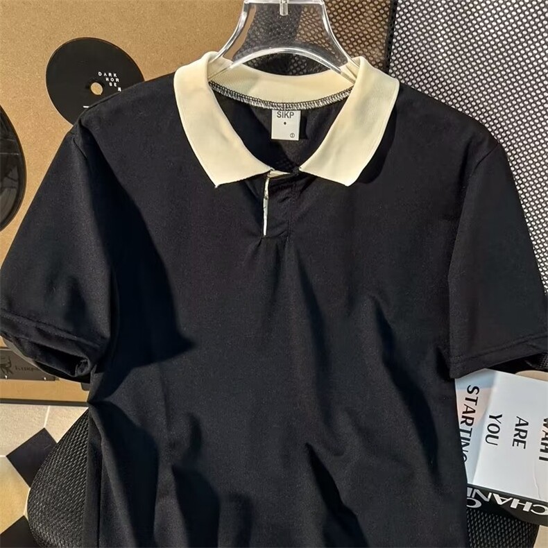 S76-P28短袖潮夏季新款ins纯色标准POLO衫男2023潮流简约，男装Polo衫，电商B323A