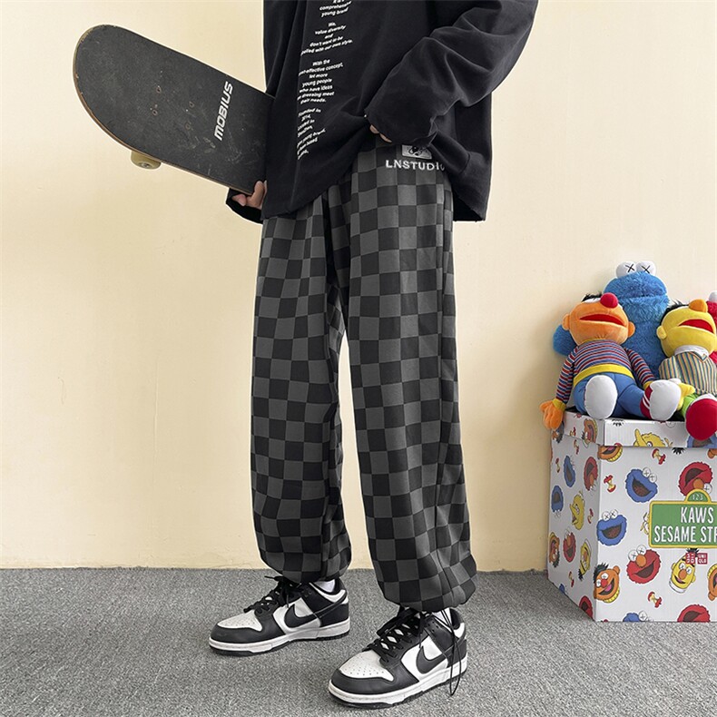 703-K280-P45 秋季棋盘格满印 休闲卫裤  绣花长裤图片