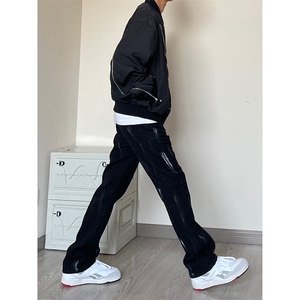 cleanfit潮牌扎染牛仔裤男夏季薄款美式高街vibe修身微喇直筒裤子图片