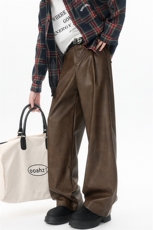 8XL-M特大码皮裤男直通休闲裤软软PU皮宽松阔腿男K9102P75控95，男装皮裤，电商D206-1