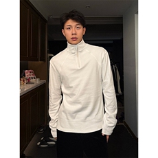 网图秋冬半拉链德绒半高领打底衫纯色保暖长袖T恤男士卫衣P25，男装T恤，电商C306-1