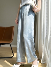 提花阔腿裤夏季休闲百搭长裤通勤，女装休闲裤，绒宛羊绒