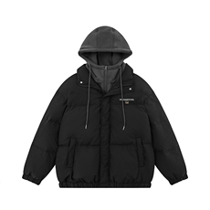 新款时尚字母印花假两件休闲连帽棉服A247-MY472特批115控168，男装棉衣，电商A247-1
