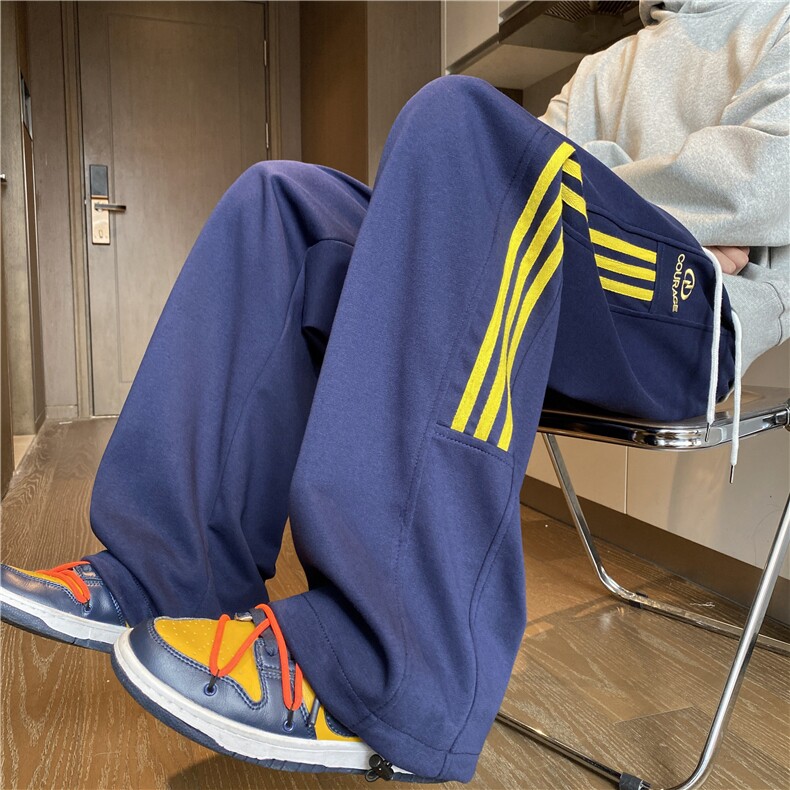 INS春季新款潮流三条杠条纹美式宽松休闲卫裤B315-K158-特p40控78,男装休闲裤,电商B315
