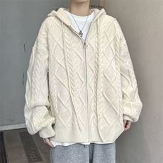 冬慵懒风休闲情侣针织衫男女外套连帽开衫毛衣带帽毛线MZ594-P68，男装针织衫/毛衣，星座412-2
