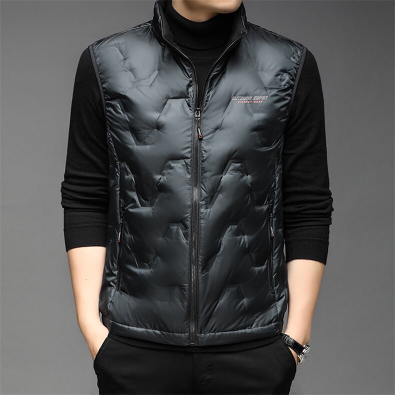 2023冬季新款男士立领白鸭绒休闲外套中年爸爸装加厚保暖羽绒马甲，男装背心/马甲，电商B212（原钱塘6029）