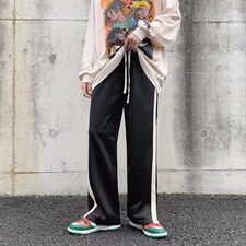 欧美运动裤男女宽松垂感直筒开叉阔腿裤休闲痞帅卫裤潮K995-P32，男装休闲裤，星座1008