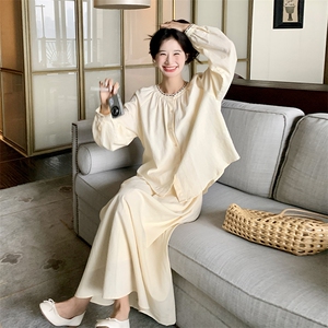 春款新款套裙连件套棉麻休闲舒适显瘦图片